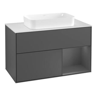 V&B Waschtischunterschrank Abdeckplatte wh. m Finion 100x60,3cm, Rg re Anthrac. m, Anthrac. m