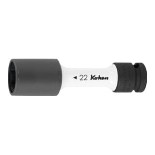 Ko-Ken IMPACT-Steckschlüsseleinsatz 6-kant, 1/2 Zoll dünnwandig, mit Kunststoffhülse, Schlüsselweite: 22 mm