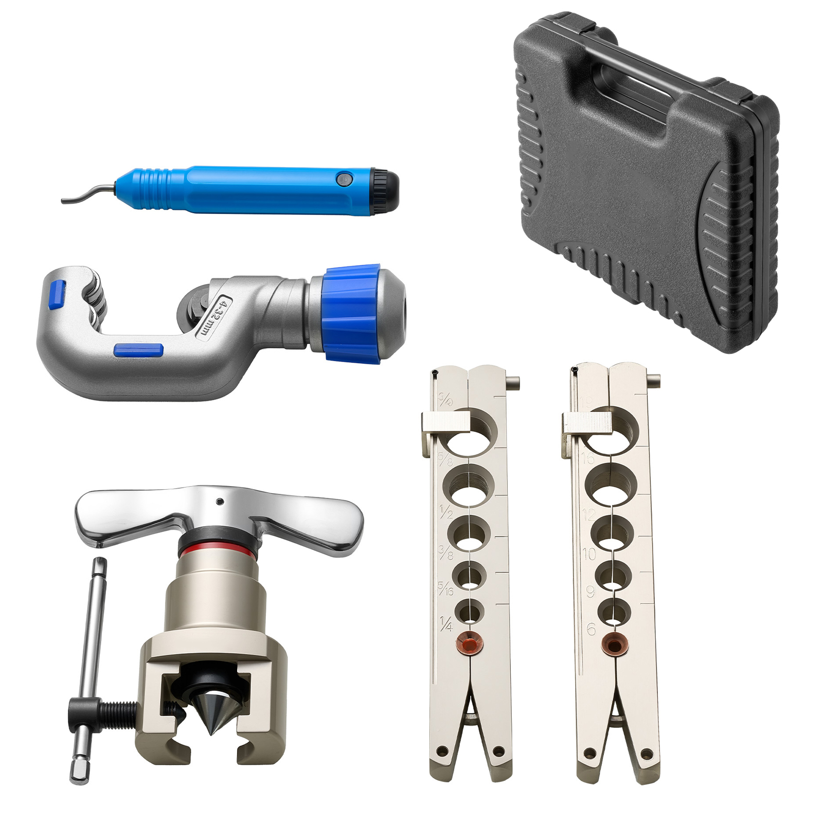Mophorn 5-teiliges Bördelwerkzeug-set, 45° Exzentrisches Bördelgerät Für Einzelbördelung, Hvac-werkzeug Mit Rohrschneider Und Aufbewahrungskoffer Für 6-19 Mm Kupfer- Und Aluminiumrohre