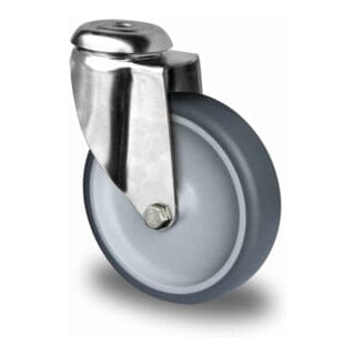 CASCOO Rückenlochlenkrolle ø 125 mm Serie P2T2 Gleitlager Edelstahl