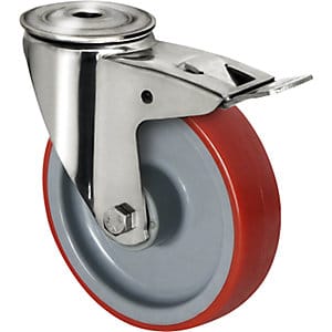 Cascoo Rückenlochlenkrolle Mit Totalfeststeller Ø 125 Mm Serie N2u6 Rollenlager Edelstahl
