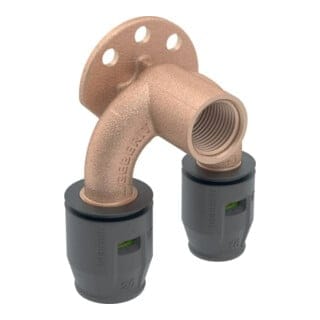 Geberit Doppel-Anschlusswinkel PushFit d 16mmxRp 1/2x20mm, 90Gr, 52mm, Rotguss