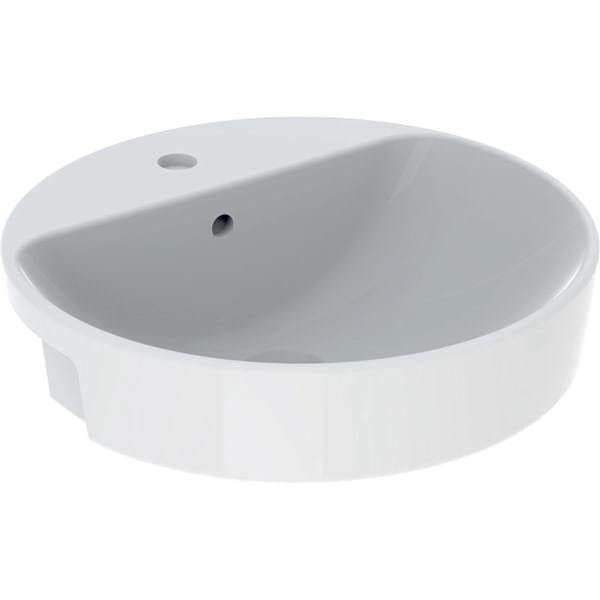Geberit Halb-Einbauwaschtisch VariForm d 50, m Hahnl., mit Überlauf, rund, weiß