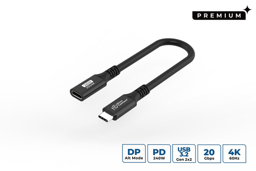 Usb-c 3.2 Gen 2x2 Kabel, 0,15 M, Usb-c Micro-anschluss, Schwarz