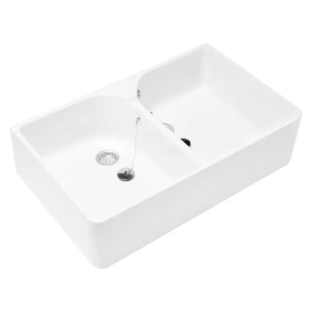 V&B Doppel-Spülbecken O.NOVO 79,5x22x50cm, weiß C-plus, mit Überlauf
