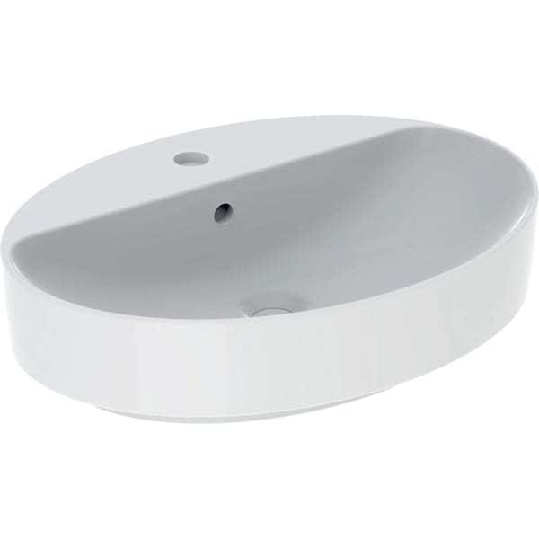 Geberit Aufsatzwaschtisch VariForm we., 60x45cm, m Hahnloch, m ÜL, oval