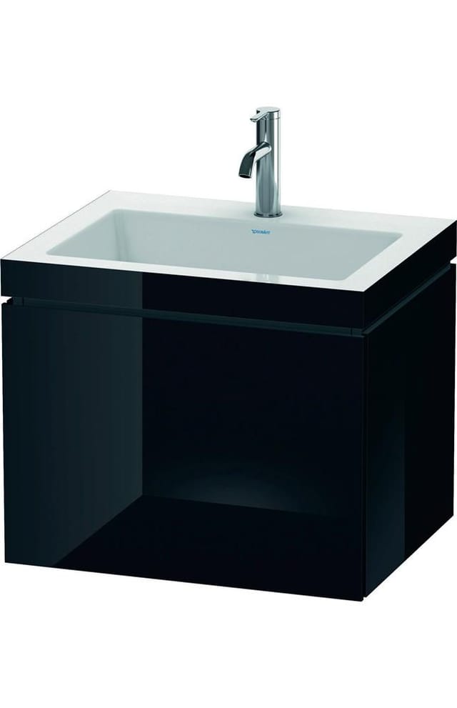 Duravit Waschtischunterschrank c-bonded L-Cube 60 x48cm, 1 HL, sw hgl, 1 Ausz., wandhängend
