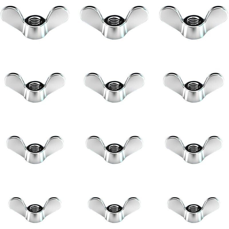 60 Pcs Ecrous Papillon En Zinc Brillant Ecrous À Oreilles En Taille M4 M5 M6 M8 Assortiment Boulons À Ailette Pour Outils De Bricolage Boulon De Serrage Argent Pour Fixation