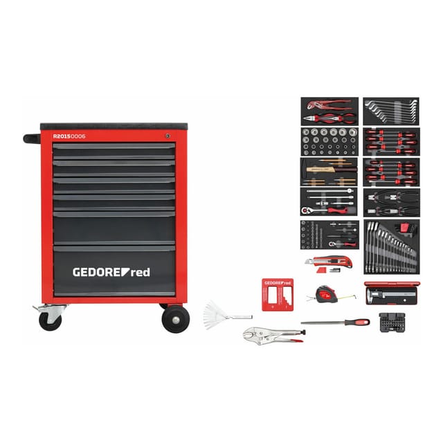 Gedore Red Wkz.Satz i.Wks.Wagen MECHANIC rot 166tlg