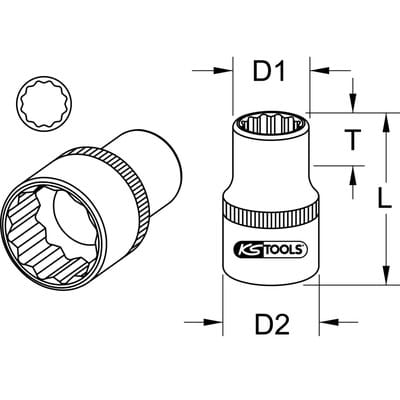 KS Tools 1/2" CHROMEplus 12kant-Stecknuss, 13mm