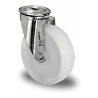 CASCOO Rückenlochlenkrolle ø 125 mm Serie N0N0 Gleitlager Edelstahl