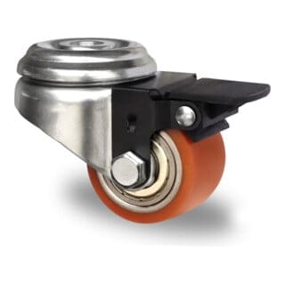 CASCOO Rückenlochlenkrolle mit Totalfeststeller ø 50 mm Serie SWU5 Doppelkugellager