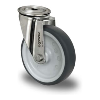 CASCOO Rückenlochlenkrolle ø 100 mm Serie P2W2 Gleitlager Edelstahl