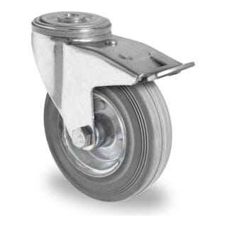 CASCOO Rückenlochlenkrolle mit Totalfeststeller ø 80 mm Serie SWR2 Rollenlager