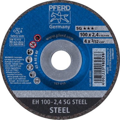 PFERD TOOLS Trennscheibe EH 100x2,4x16 mm gekröpft Leistungslinie SG STEEL für Stahl
