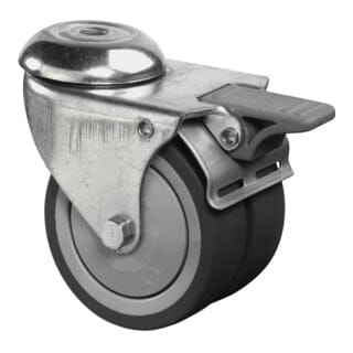 BS Rollen Doppelrolle B121.A85 mit Totalfeststeller Rad Ø 75mm Gummi