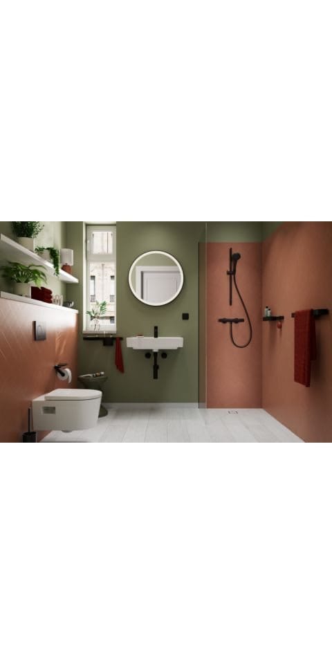 hansgrohe Waschtisch-Einhebelmischer 100 Vernis Blend CoolSt m Zugstangen-Ablaufgarnitur, mattschwarz