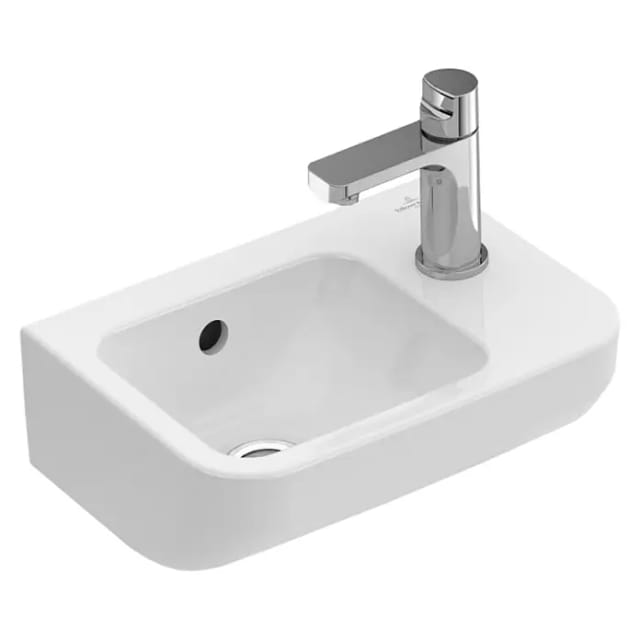 V&B Handwaschbecken O.NOVO Compact 36x25cm, eck, Beck. li, m HL, m ÜL, weiß