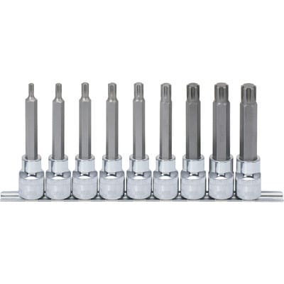 KS Tools 1/2" CHROMEplus RIBE-Bit-Stecknuss-Satz, lang, 9-teilig M5-M14