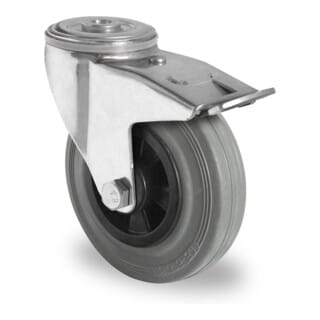 CASCOO Rückenlochlenkrolle mit Totalfeststeller ø 100 mm Serie P4R2 Rollenlager