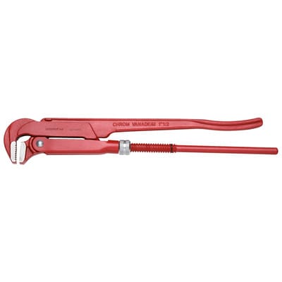 Gedore red 90° abgewinkelte Rohrzange, Spannweite 40 mm/1 ½ Zoll, schwedisch, massiv, Zahnung versetzt, R27100010