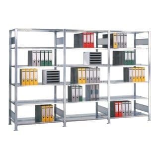 Schulte Grundregal Büro-Schraubregal MULTIplus150 1800 x 750 x 600 mm 5 Fachböden RAL 7035 lichtgrau ohne Mittelanschag