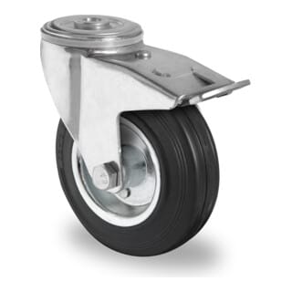 CASCOO Rückenlochlenkrolle mit Totalfeststeller ø 100 mm Serie SWS4 Rollenlager