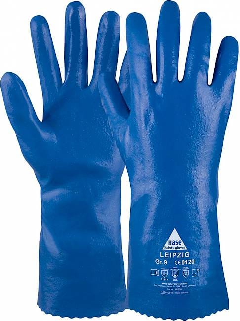 Hase Chemikalienschutzhandschuhe Leipzig Typ B Größe 8, Nitril blau