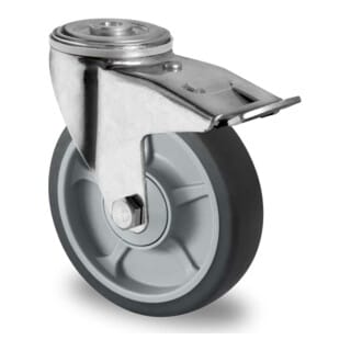 CASCOO Rückenlochlenkrolle mit Totalfeststeller ø 100 mm Serie P2G2 Kugellager