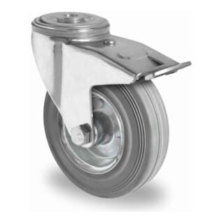 CASCOO Rückenlochlenkrolle mit Totalfeststeller ø 125 mm Serie SWR2 Rollenlager
