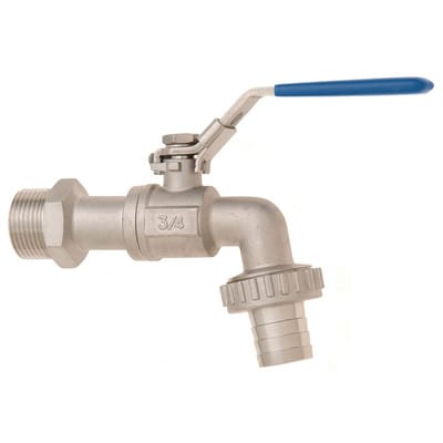 GEKA Kugelauslaufventil VA, Griff blau, 3/4",SB mit blauem Griff