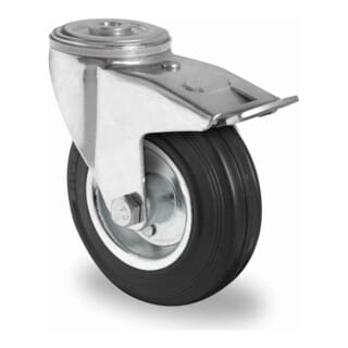 CASCOO Rückenlochlenkrolle mit Totalfeststeller ø 125 mm Serie SWS4 Rollenlager