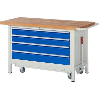 Rau Werkbank mit Fahrgestell 8362, B1500xT700xH880mm, 4x Schublade-TA