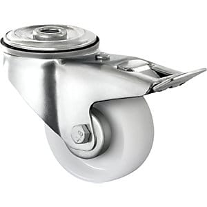 CASCOO Rückenlochlenkrolle mit Totalfeststeller ø 80 mm Serie N0N0 Rollenlager