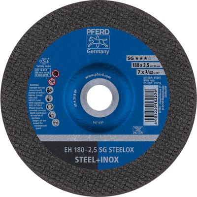 PFERD TOOLS Trennscheibe EH 180x2,5x22,23 mm gekröpft Leistungslinie SG STEELOX für Stahl/Edelstahl