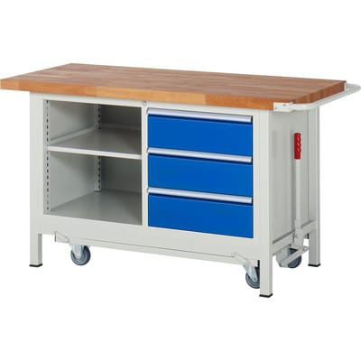 Rau Werkbank mit Fahrgestell 8462, B1500xT700xH880mm, 3x Schublade-TA