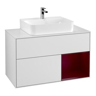 V&B Waschtischunterschrank Finion 100, Pl we m, Reg re Peo, wh. m Lac