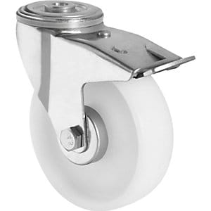 CASCOO Rückenlochlenkrolle mit Totalfeststeller ø 100 mm Serie N0N0 Rollenlager
