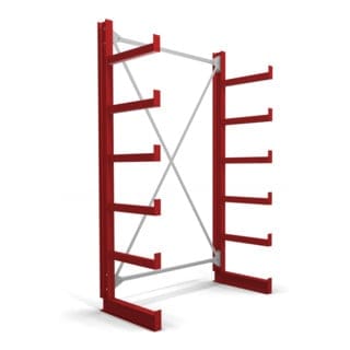 STIER Kragarmregal einseitig 1 Feld mit 5 Ebenen 1300x2000x500mm feuerrot