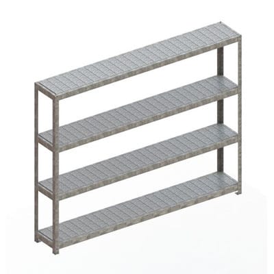 Meta Weitspannregal Speed Rack 1970 x 2500 x 400 mm verzinkt + 4 Fachebenen + Stahlpaneelen