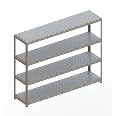 Meta Weitspannregal Speed Rack 1970 x 2500 x 600 mm verzinkt + 4 Fachebenen + Stahlpaneelen