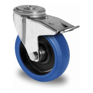 CASCOO Rückenlochlenkrolle mit Totalfeststeller ø 125 mm Serie R4F1 Rollenlager