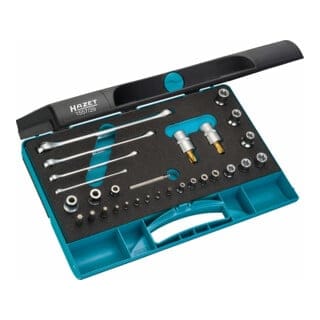 HAZET Werkzeug-Satz TX 1557/29 Vierkant hohl 6,3 mm (1/4 Zoll), Vierkant hohl 10 mm (3/8 Zoll), Vierkant hohl 12,5 mm (1/2 Zoll) Außen TX Profil, Tamper Resistant TX Profil, Innen TX Profil Anzahl Werkz