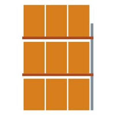 Meta Palettenregal Anbaumodul Multipal 4400 x 2785 x 1100 mm bis 800 Kg + Palette verzinkt / rotorange 3 Ebenen