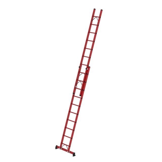 Munk Sprossen-Schiebeleiter 2-teilig GFK mit nivello® Traverse 2x10 Sprossen