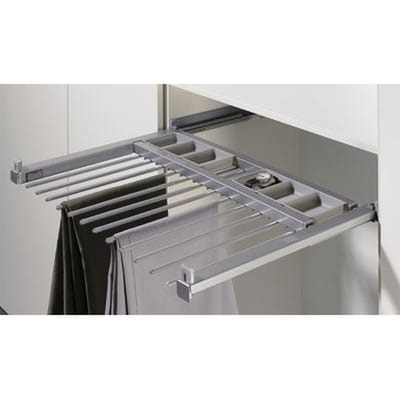 Hettich Schrank-Hosenhalter Amari 9132917 Li.Korpusb.600-700mm 10 Hosen,Stahl silber