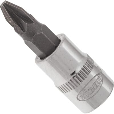 VIGOR Innenvierkant Antrieb 6,3 = 1/4 Zoll Schraubendreher-Einsatz Pozidriv-Profil (PZ) V2440N ∙ Vierkant hohl 6,3 mm (1/4 Zoll) ∙ Pozidriv Profil PZ ∙ PZ 2 ∙ Gesamtlänge: 38 mm