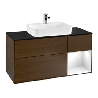 V&B Waschtischunterschrank Wandbeleuchtung Finion 120cm, Pl bla m, Reg re glo wh., wal ven