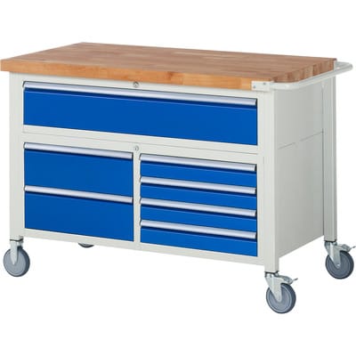 Rau Fahrbare Werkbank 8921, B1250xT700xH880mm, 7x Schublade-TA
