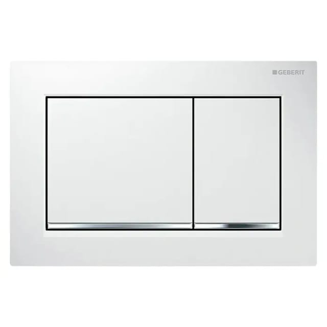 Geberit Abdeckplatte Omega 20 Pl/T we., Streif. hgl-vc, f 2-Mg-Spül.